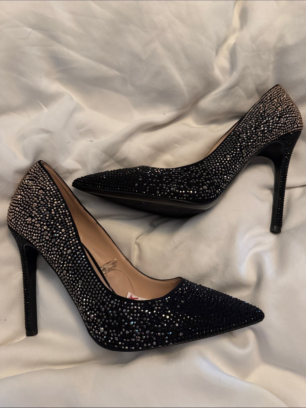 Aldo Black Crystal Embellished Pointed-Toe Stiletto Pumps